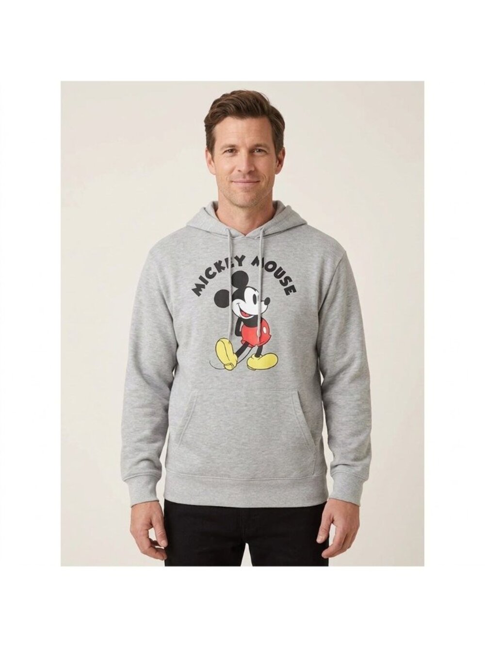 Disney Mickey Mouse Men's Gray Graphic Pullover Hoodie Sweatshirt L NWT